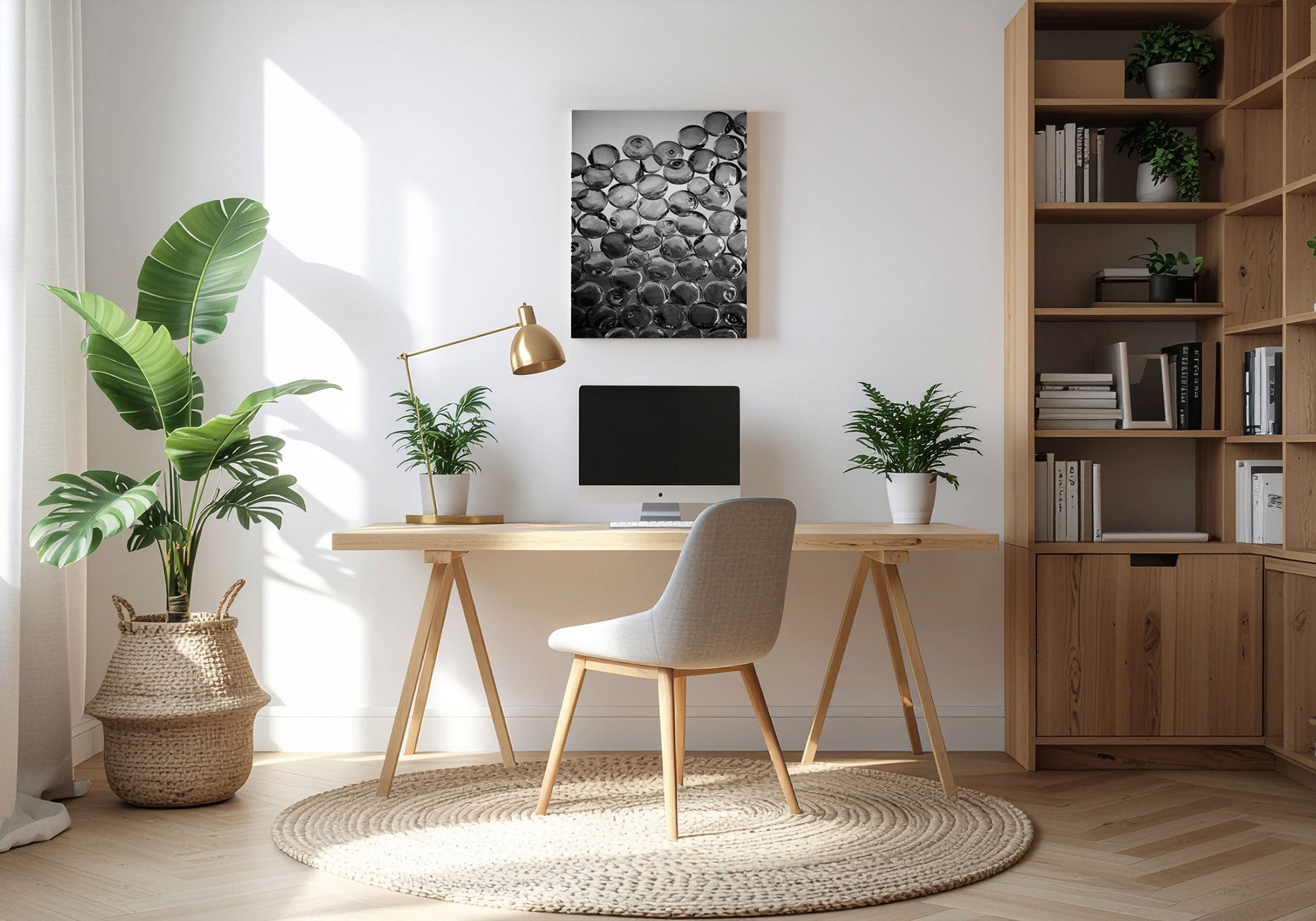 Calm Focus home office wall art - muted nature-adjacent canvas for deep work
