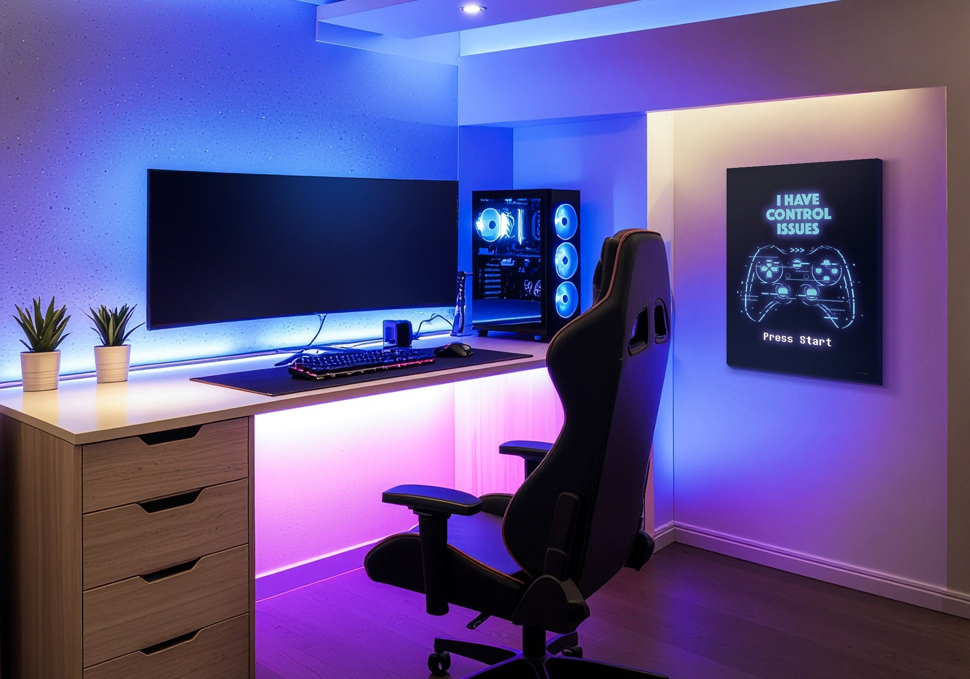 Gamer aesthetic wall art for entertainment rooms — bold canvas prints that elevate gaming spaces beyond the setup