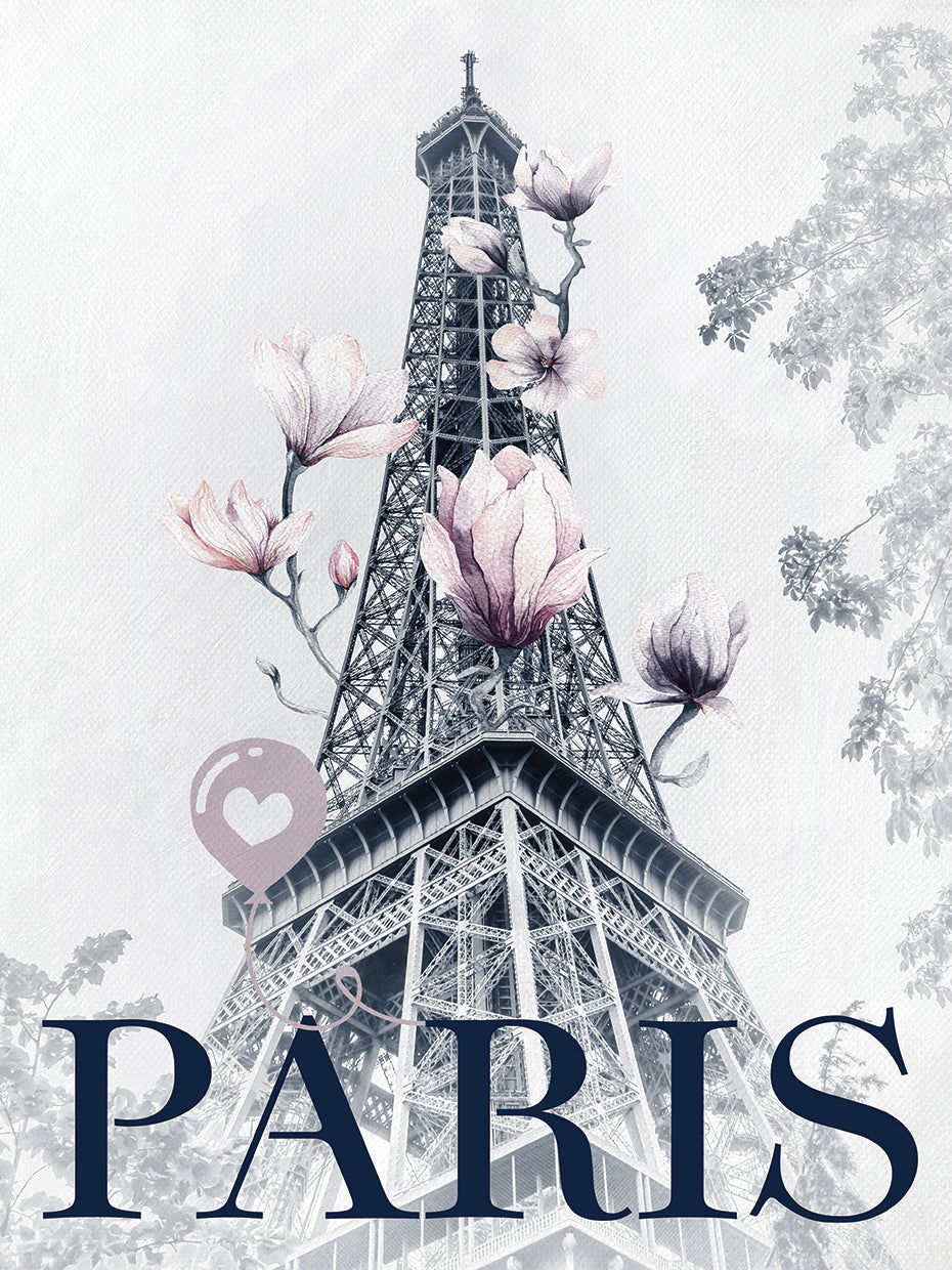 Paris Pink Blooms and Hearts II