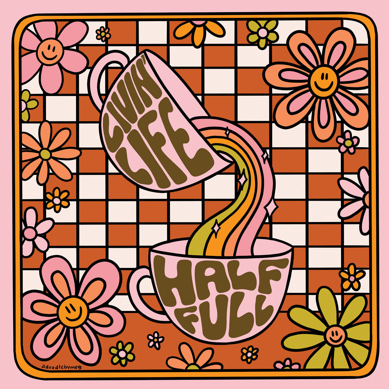 Livin' Life Half Full Checkerboard