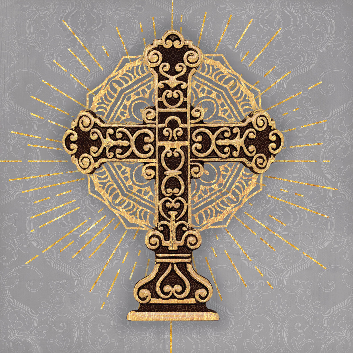 Grey And Gold Cross B