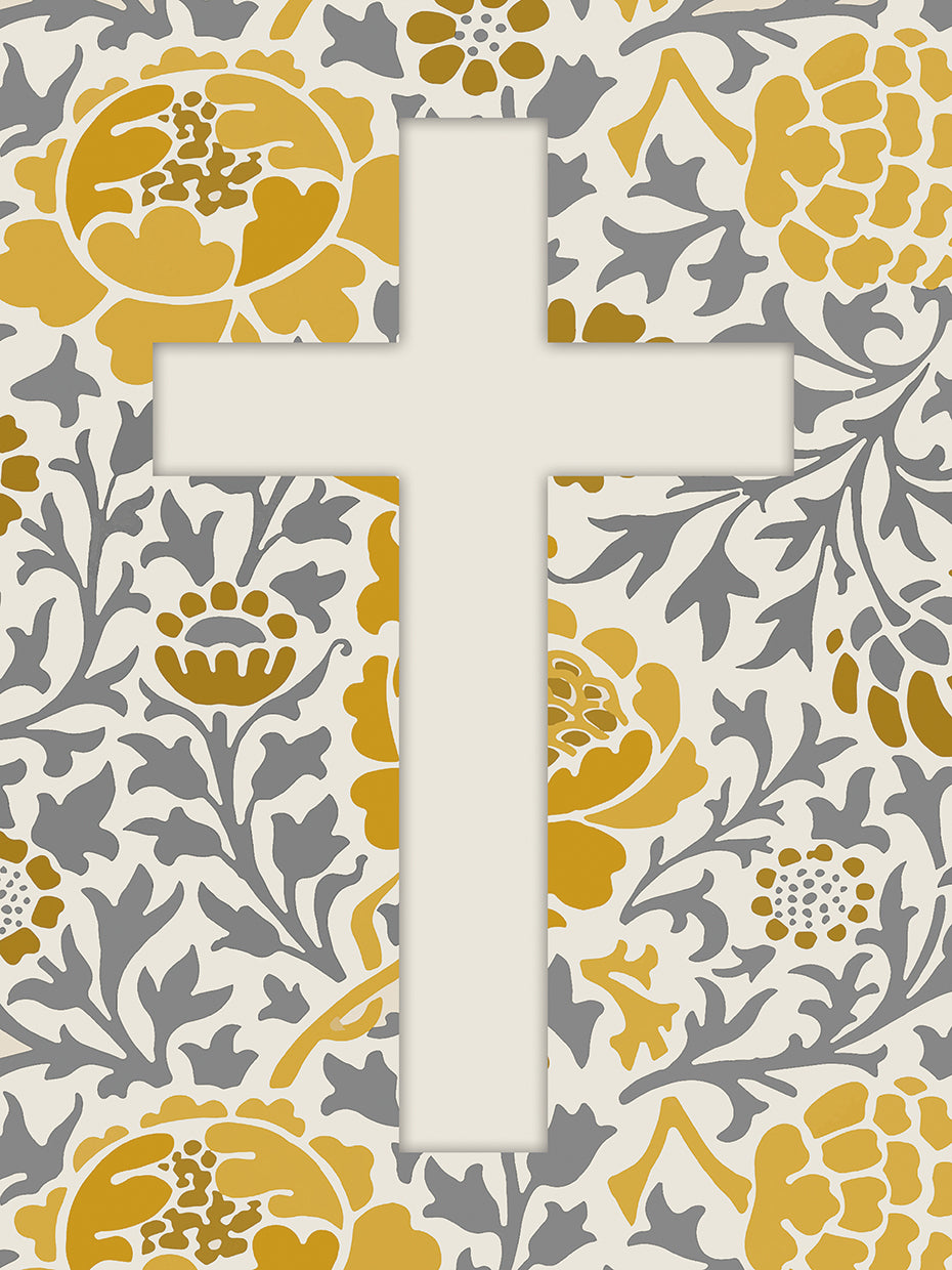 Floral Cross Yellow and Grey
