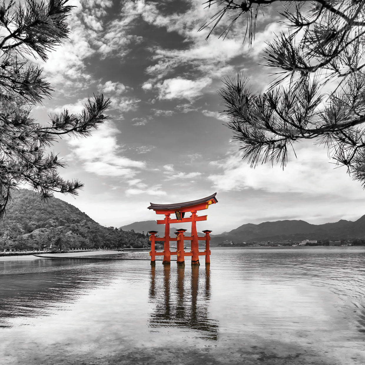 Vermilion Torii of the Itsukushima Shrine on Miyajima | colorkey