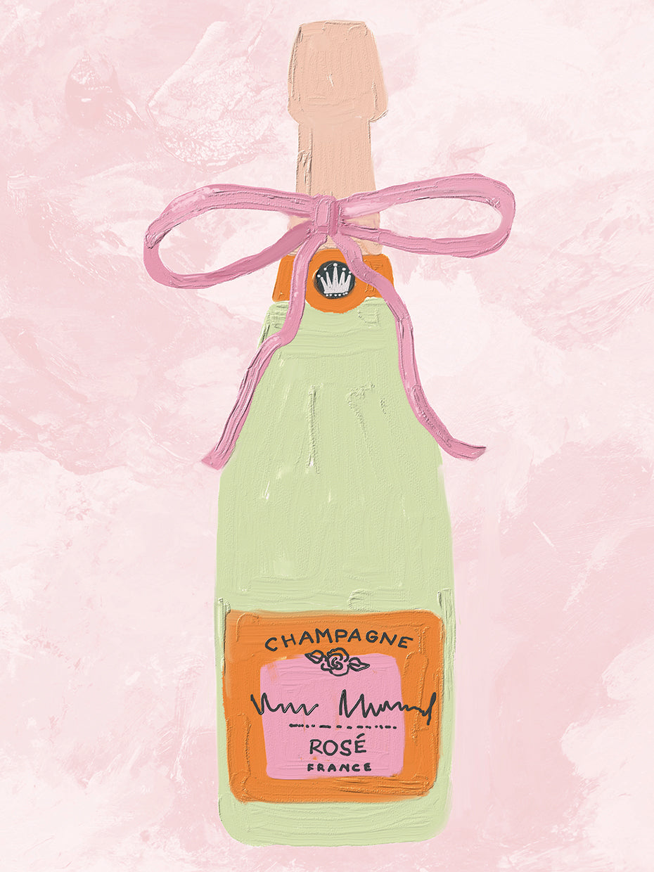 Champagne Bottle with Bows Coquette