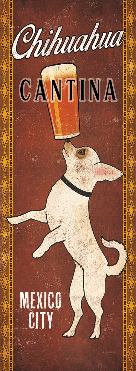 White Chihuahua on Red