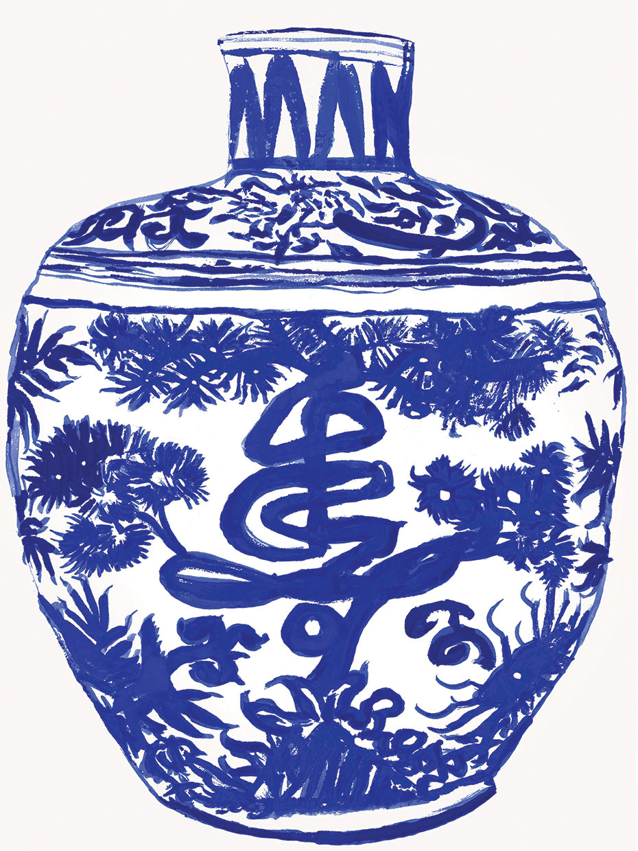 Blue Chinoiserie Willow Motif Vase I