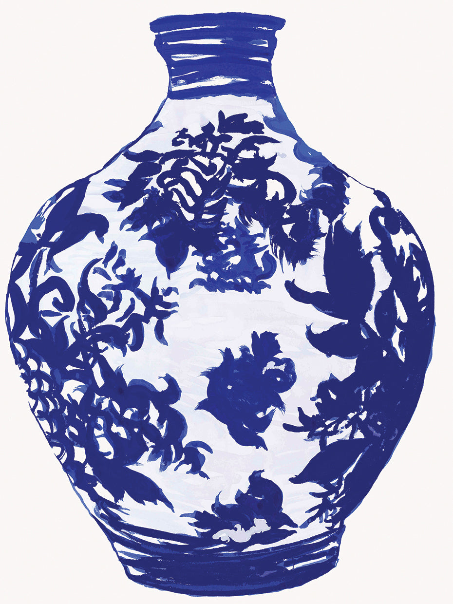 Blue Chinoiserie Willow Motif Vase III