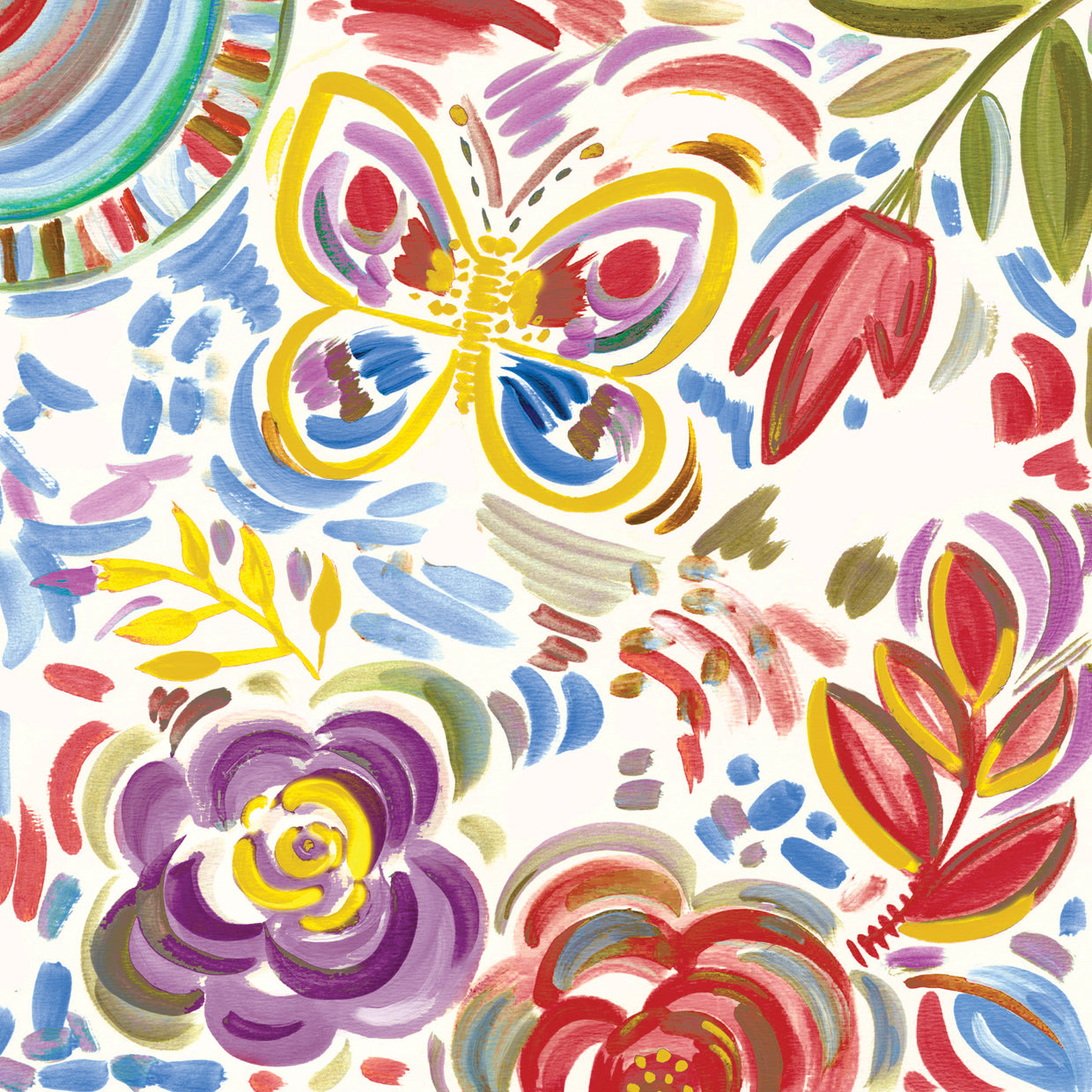 Floral Square with Butterfly