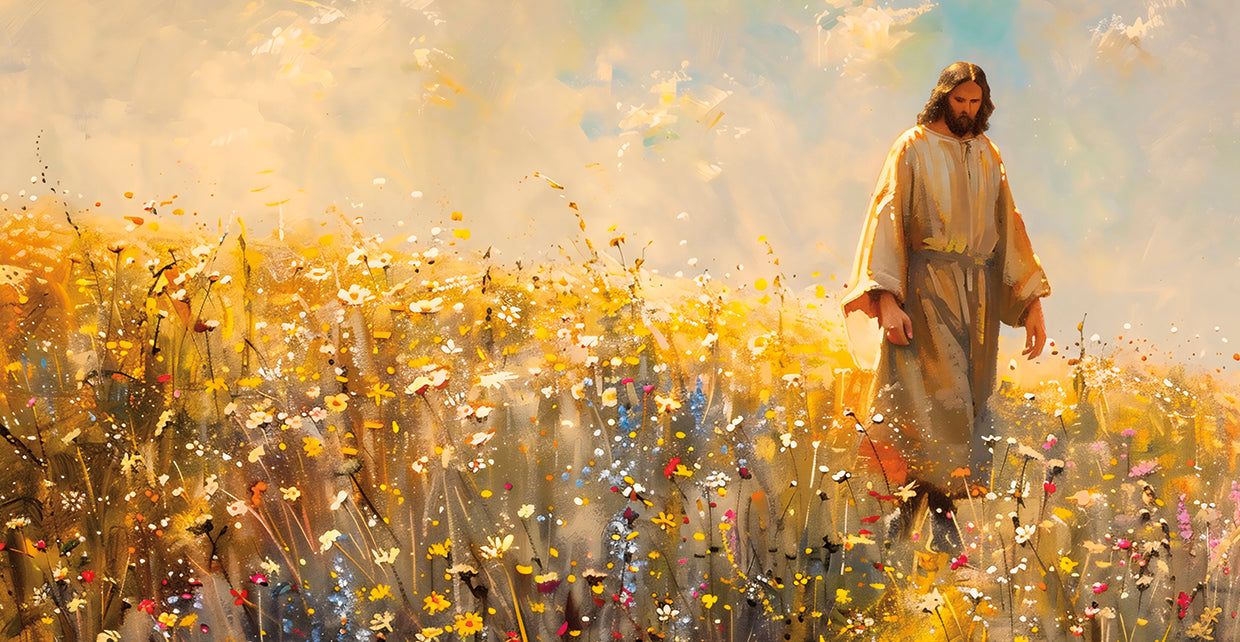 Jesus in Sunlit Field