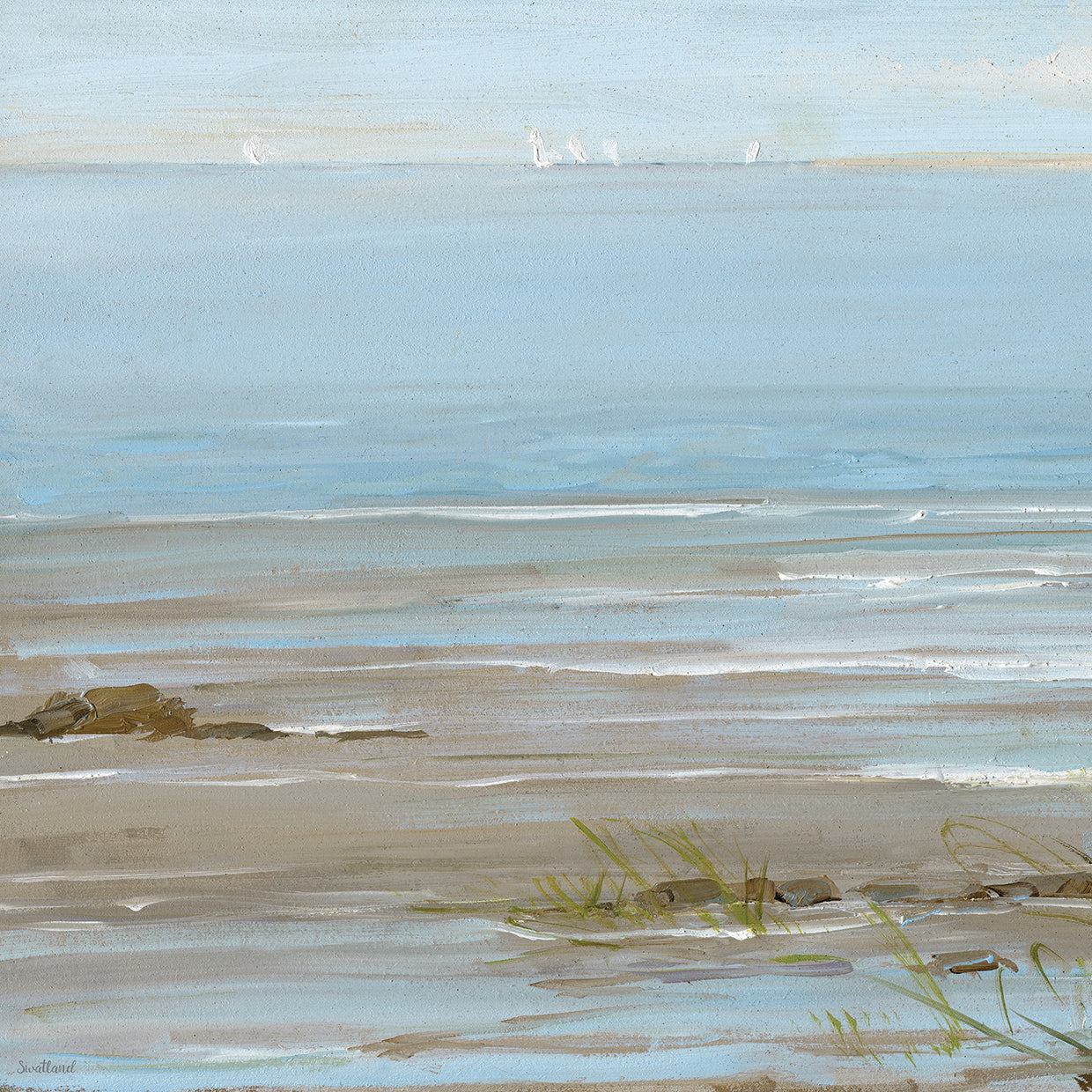 Afternoon on the Shore I by Sally Swatland - museum quality wall art work on large canvas & framed canvas prints