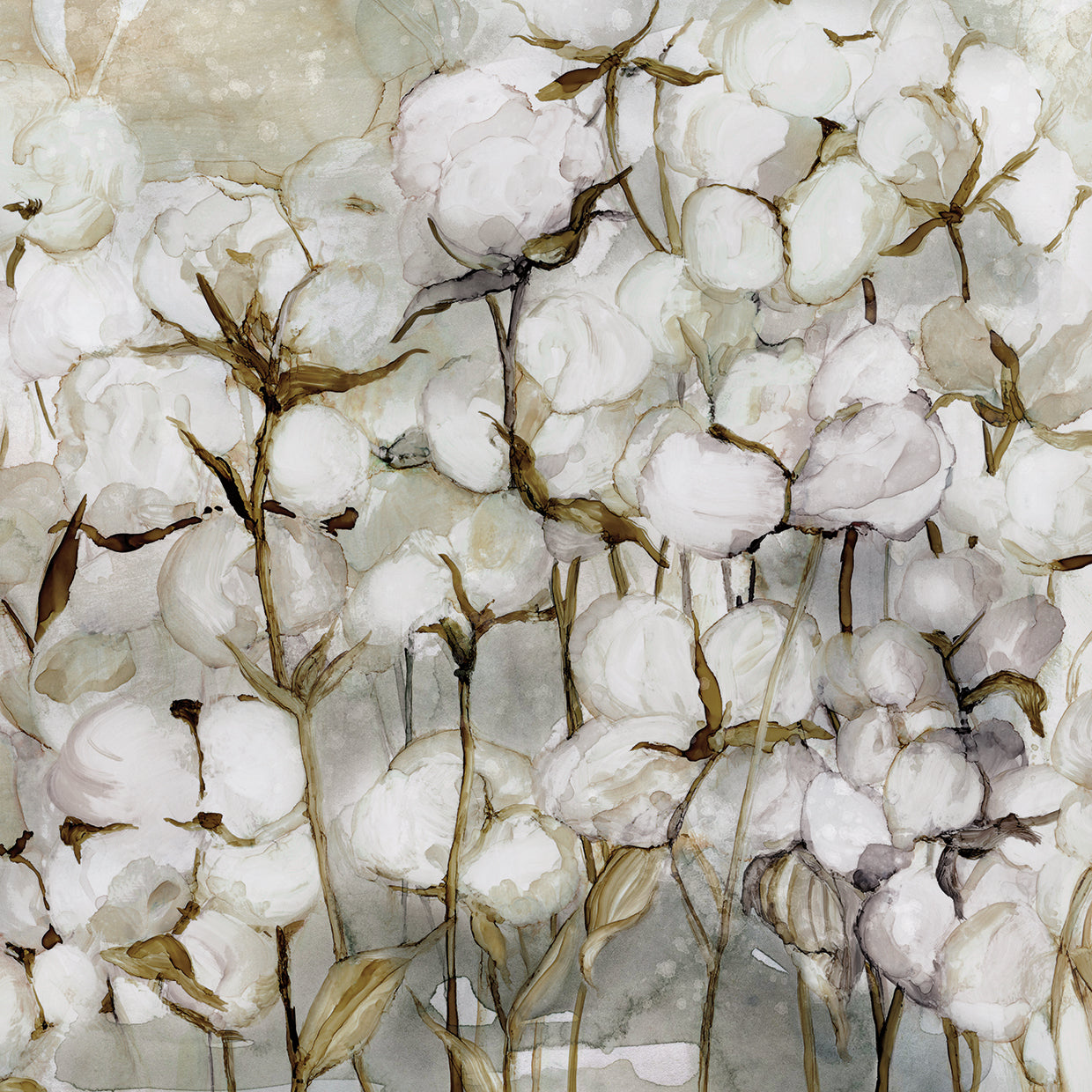 Cotton Field by Carol Robinson - handcrafted wall art work on large canvas & framed canvas prints, made to order