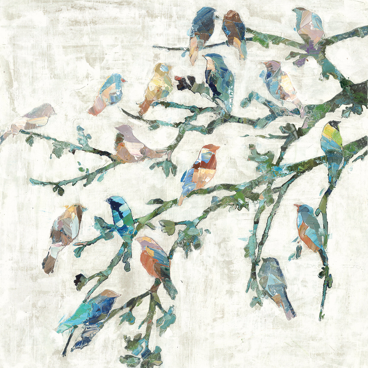 Wings of Spring I by Dixon Design Group is a colorful and joyful bird painting printed on canvas or framed canvas