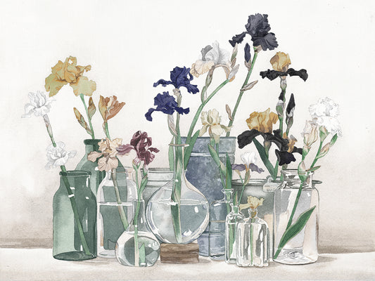 Irises in Vases Ivory