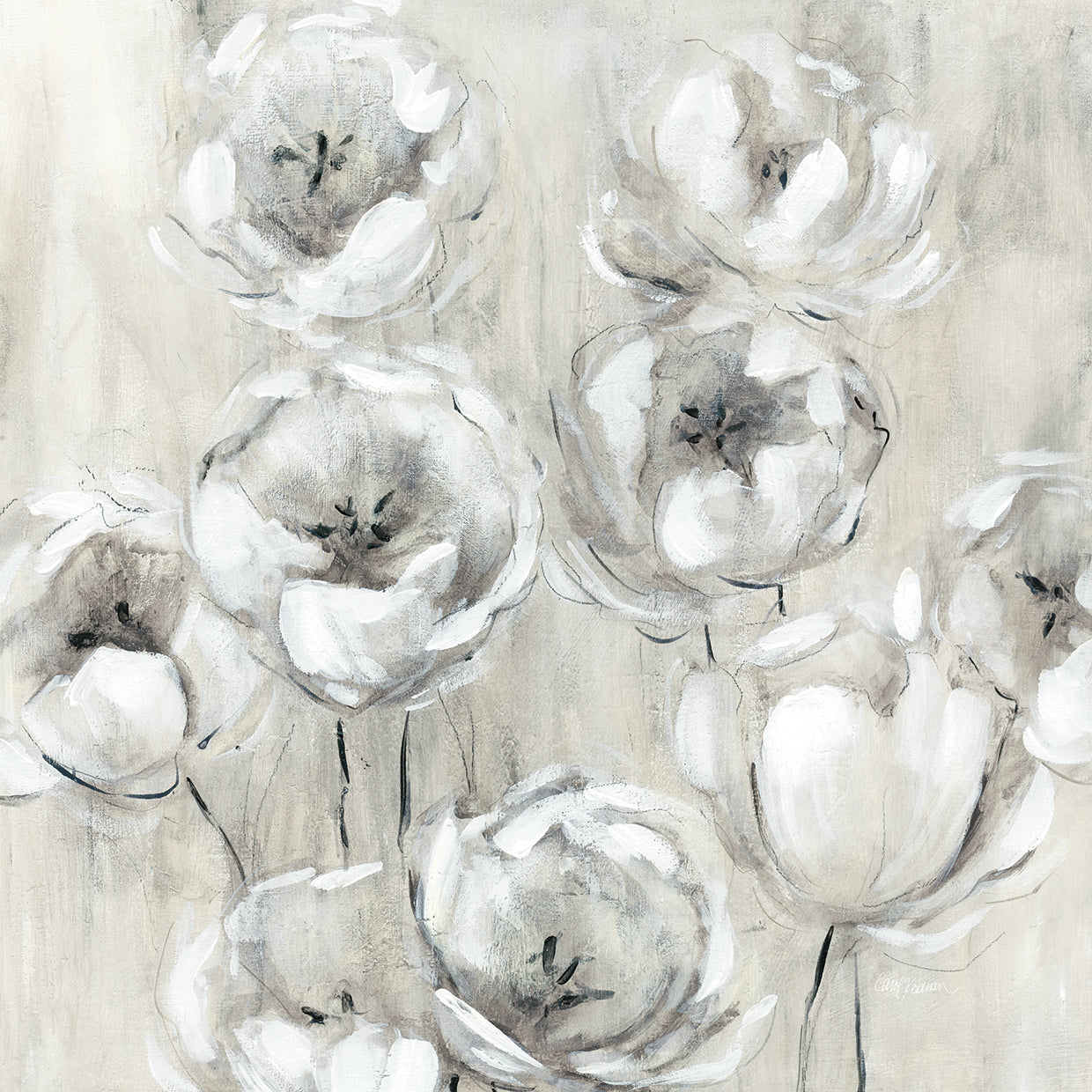 Sketchy Tulips White by Carol Robinson - highest quality handcrafted wall art work on large canvas & framed canvas prints