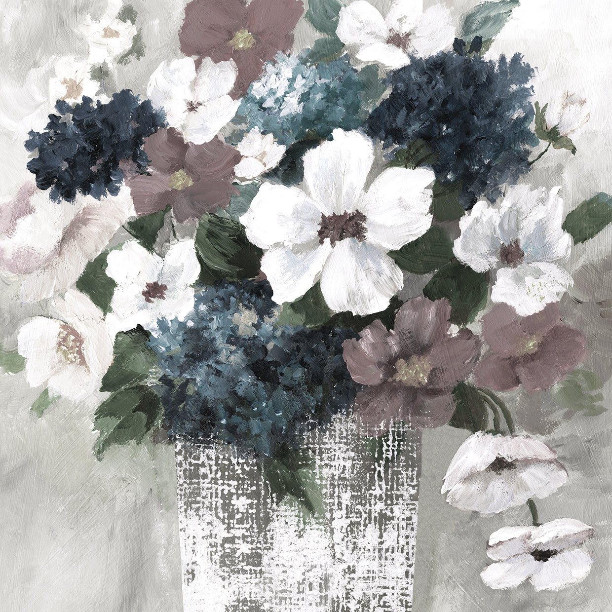 Linen Bouquet 1 Light Square REV by Nan - best quality handcrafted wall art work on large canvas & framed canvas prints