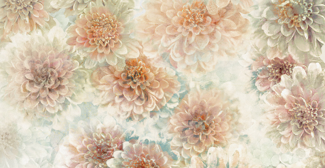 Dahlia Dream Panel by Studio Arts is a soft and romantic floral painting printed on canvas or framed canvas