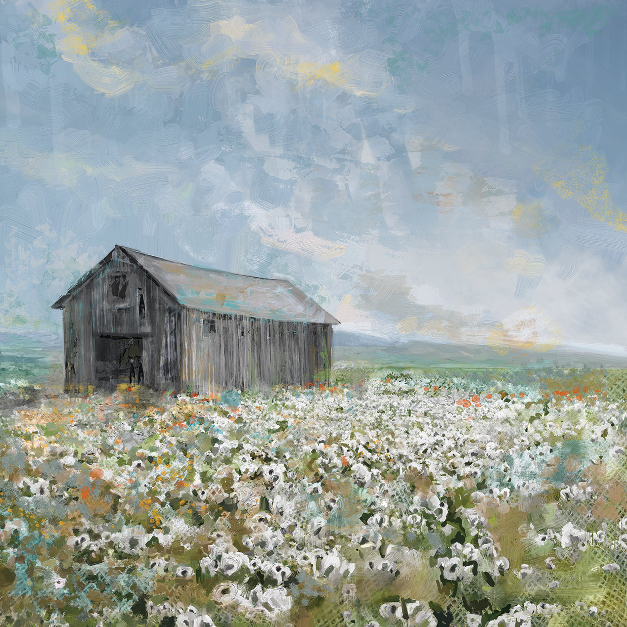 Barn with White Poppies