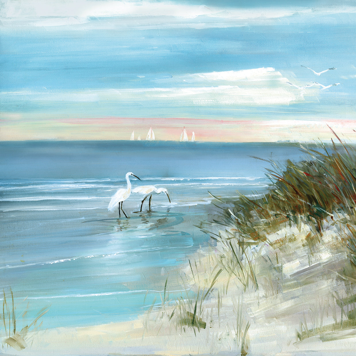 Shore Fishing by Sally Swatland - highest quality handcrafted wall art work on large canvas & framed canvas prints