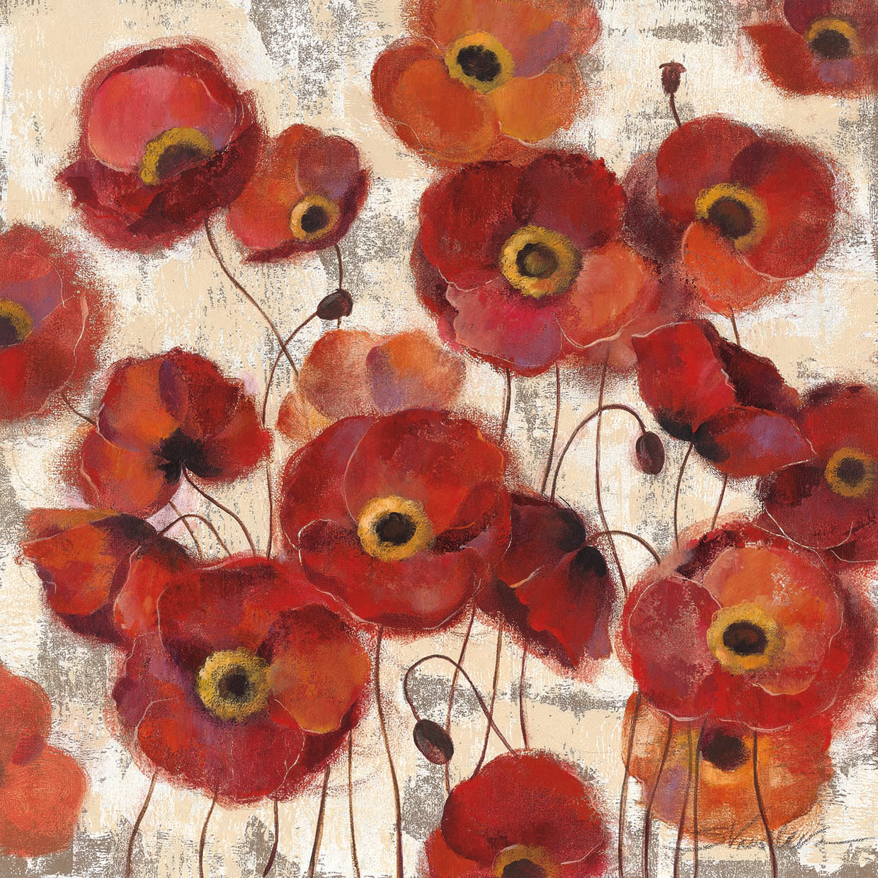 Bold Poppies by Silvia Vassileva - top quality wall art work on large canvas & framed canvas prints