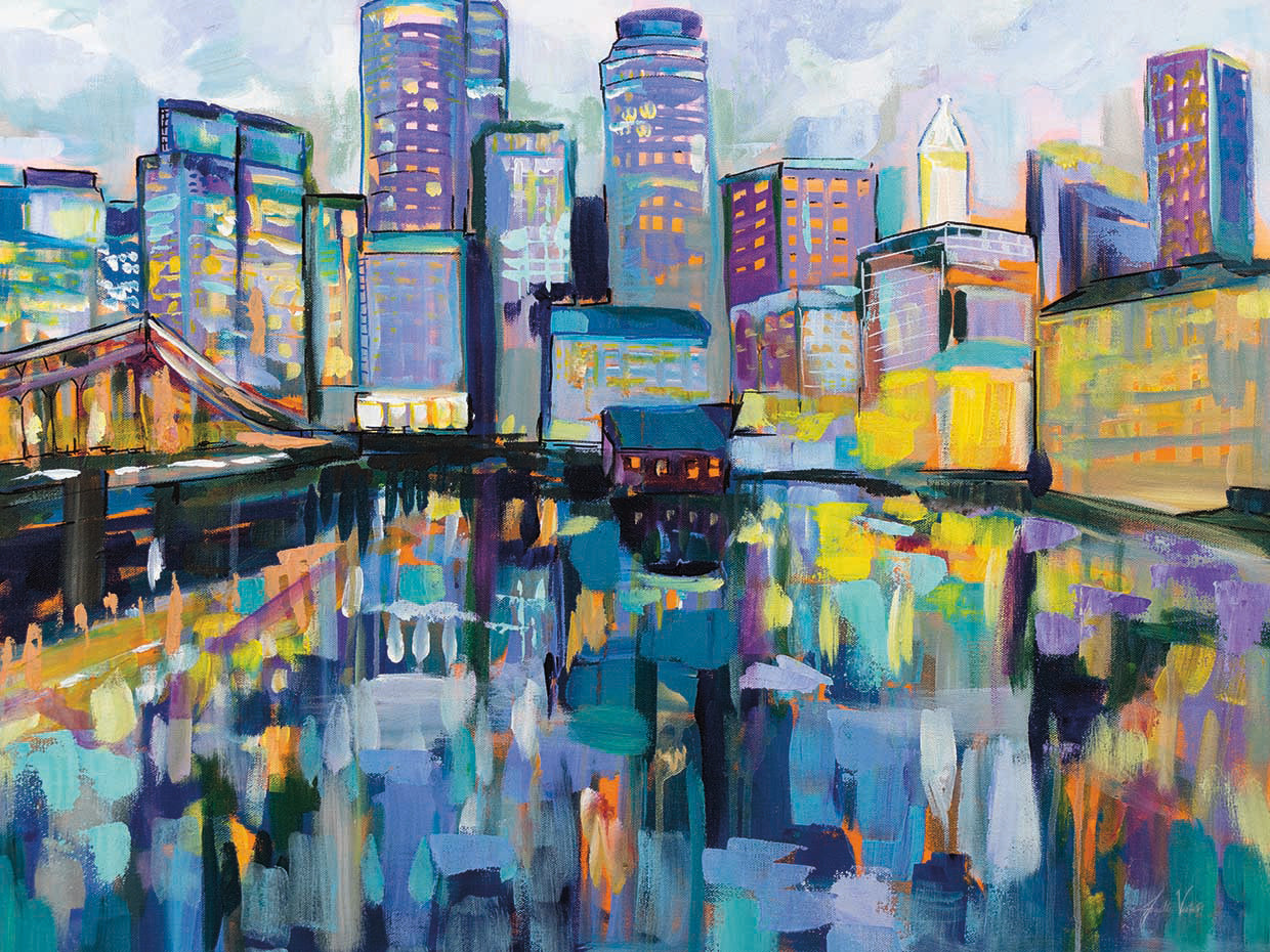 Boston Harbor by Jeanette Vertentes - best quality handcrafted wall art work on large canvas & framed canvas prints