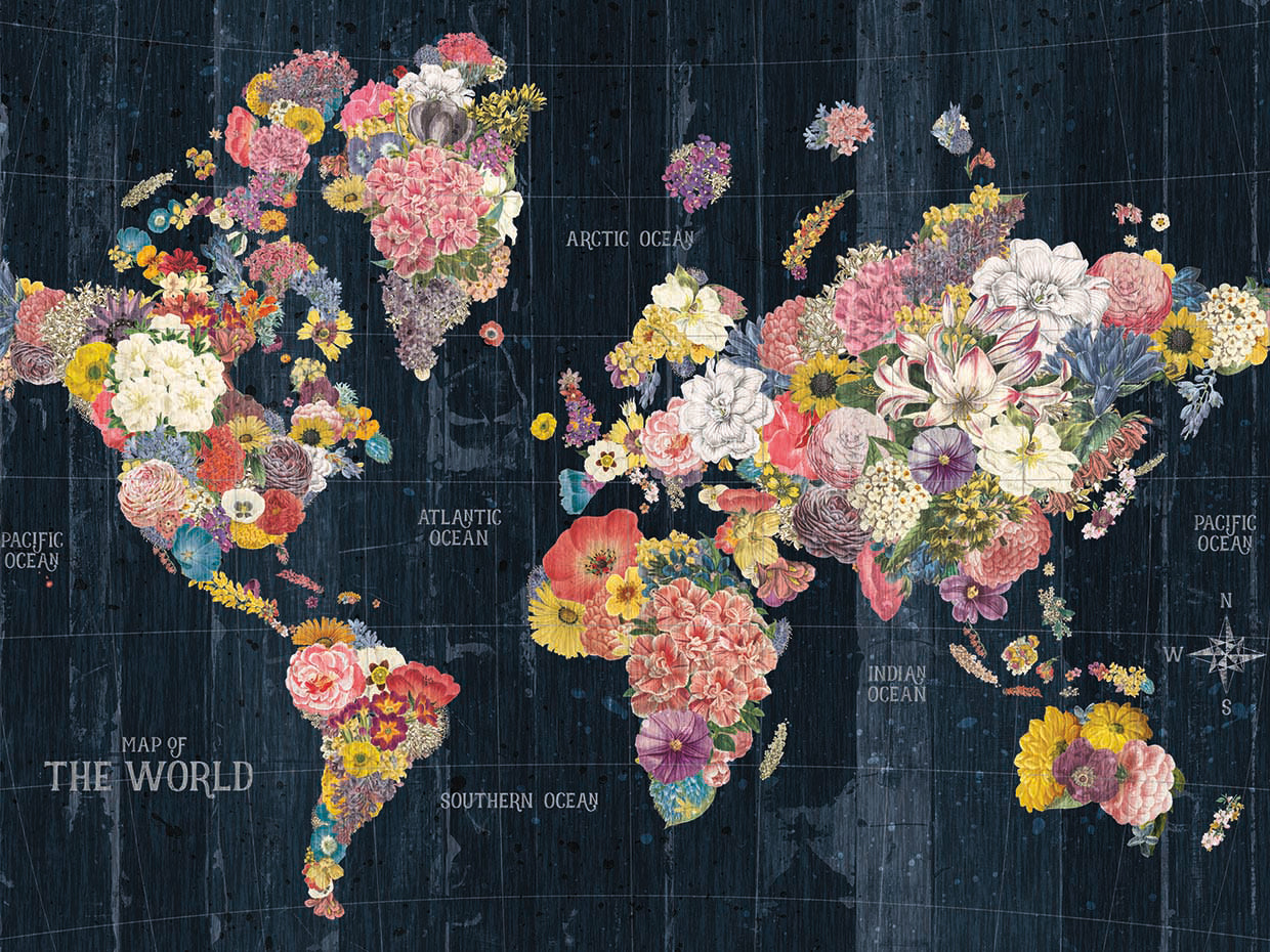 Botanical Floral Map Words