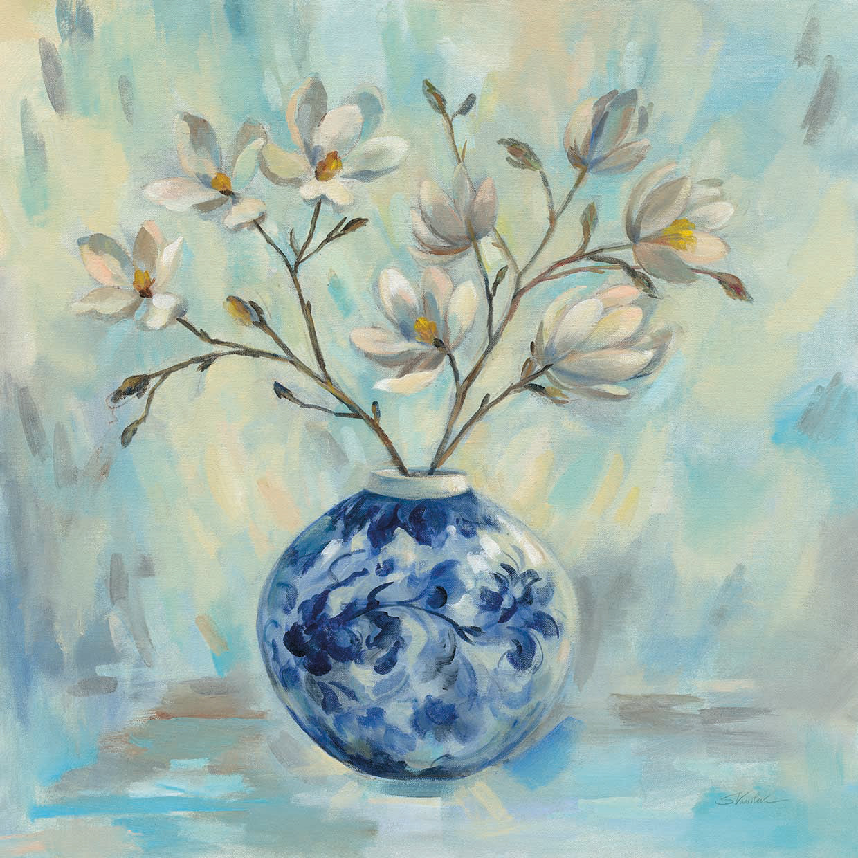 Chinoiserie and Branches by Silvia Vassileva - highest quality handcrafted wall art work on large canvas & framed canvas prints