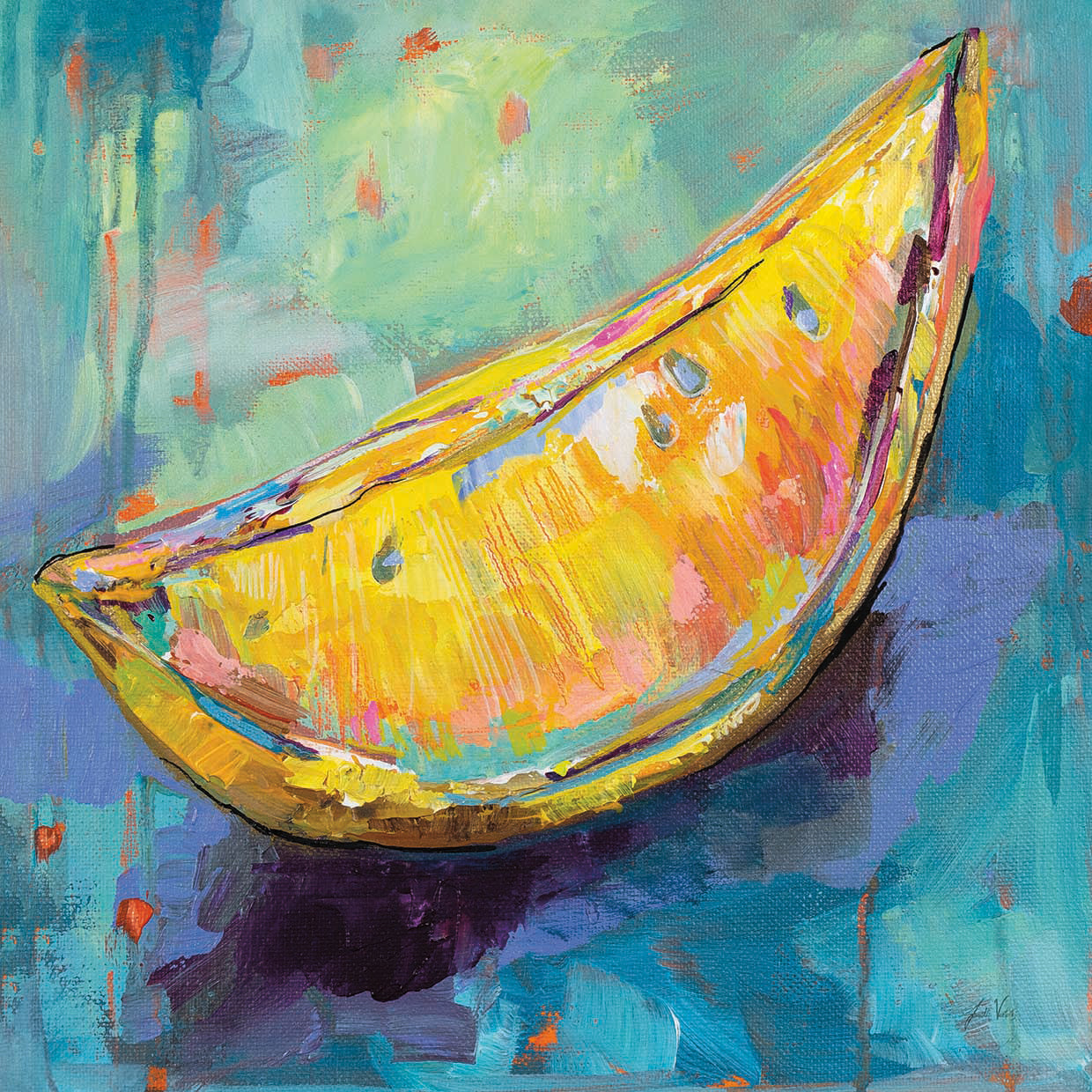 Lemon Wedge by Jeanette Vertentes - museum quality wall art work on large canvas & framed canvas prints