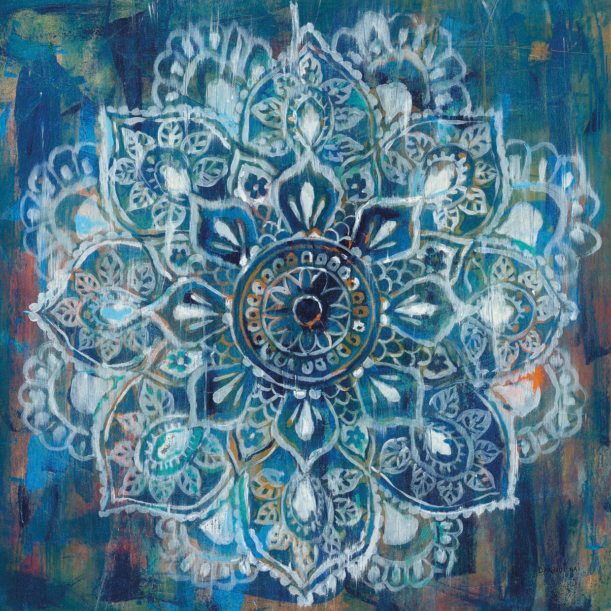 Mandala in Blue II by Danhui Nai - museum quality wall art work on large canvas & framed canvas prints