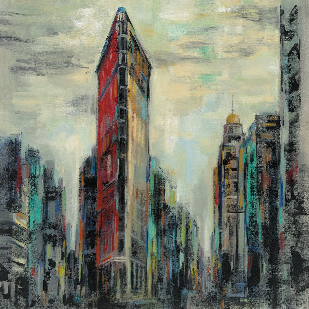 Manhattan Flatiron Building by Silvia Vassileva - handcrafted wall art work on large canvas & framed canvas prints, made to order