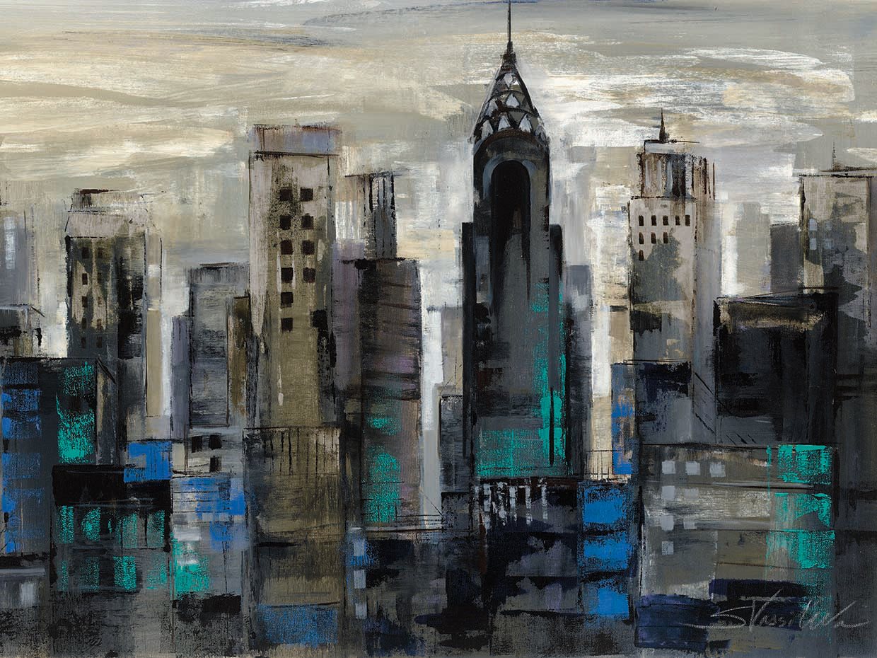 New York Moment by Silvia Vassileva is a gorgeous painterly cityscape painting printed on canvas or framed canvas