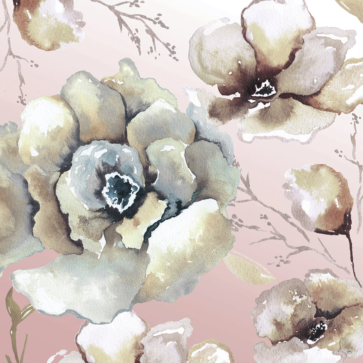 Neutral Flowers on Pink II