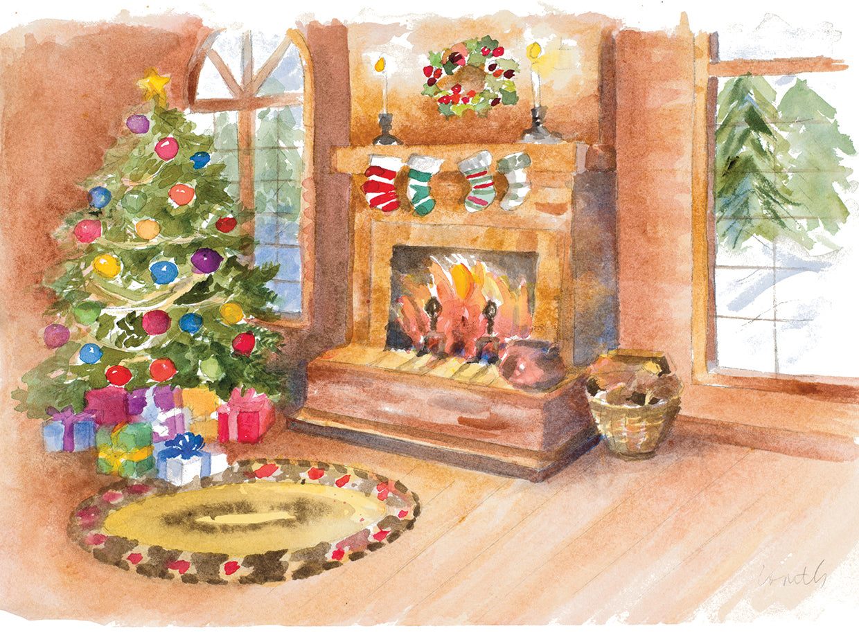 Santa's Fireplace and Tree Scene