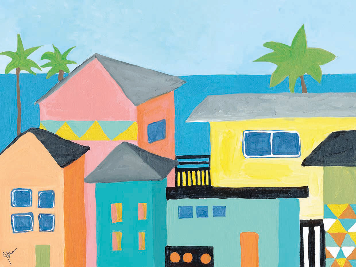 Beachfront Property 1 by Jan Weiss - museum quality wall art work on large canvas & framed canvas prints