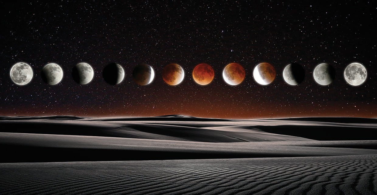 Blood Moon Eclipse by Dale O’Dell is an elegant moon and landscape fine art photo printed on canvas or framed canvas
