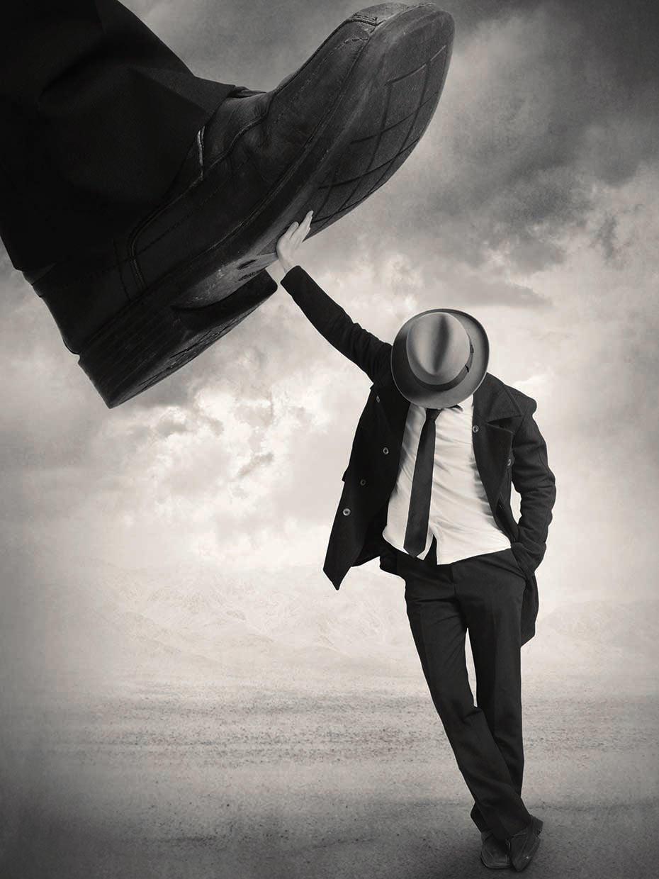 Still Standing by Tommy Ingberg is a symbolic black and white fine art figure photograph printed on canvas or framed canvas