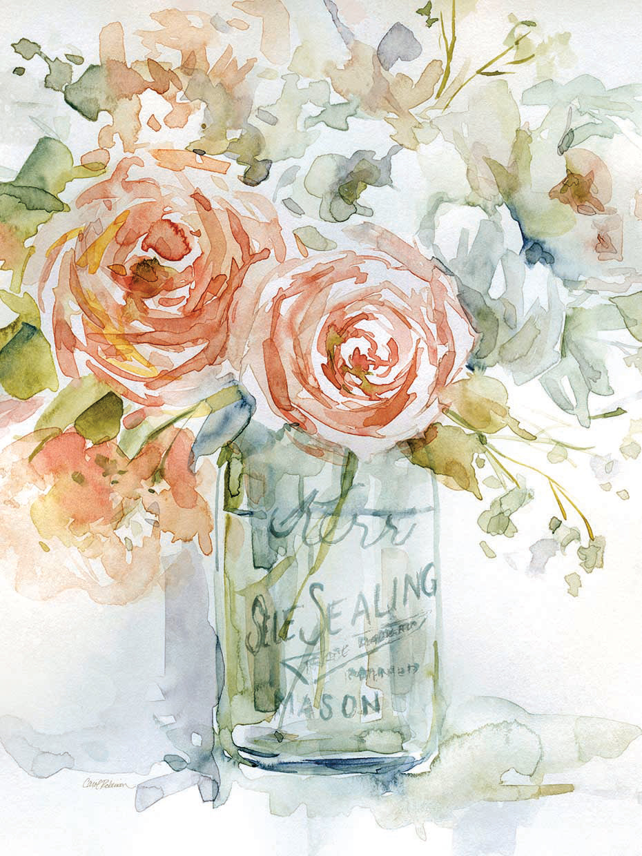 Cabbage Roses II by Carol Robinson - lowest price wall art work on large canvas & framed canvas prints