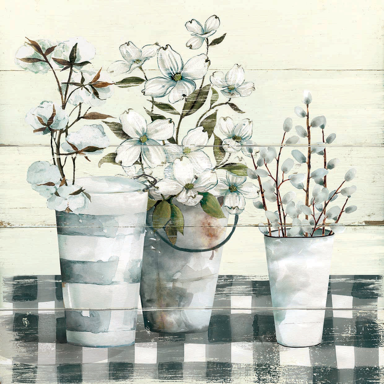 Spring Gingham I by Carol Robinson - museum quality wall art work on large canvas & framed canvas prints