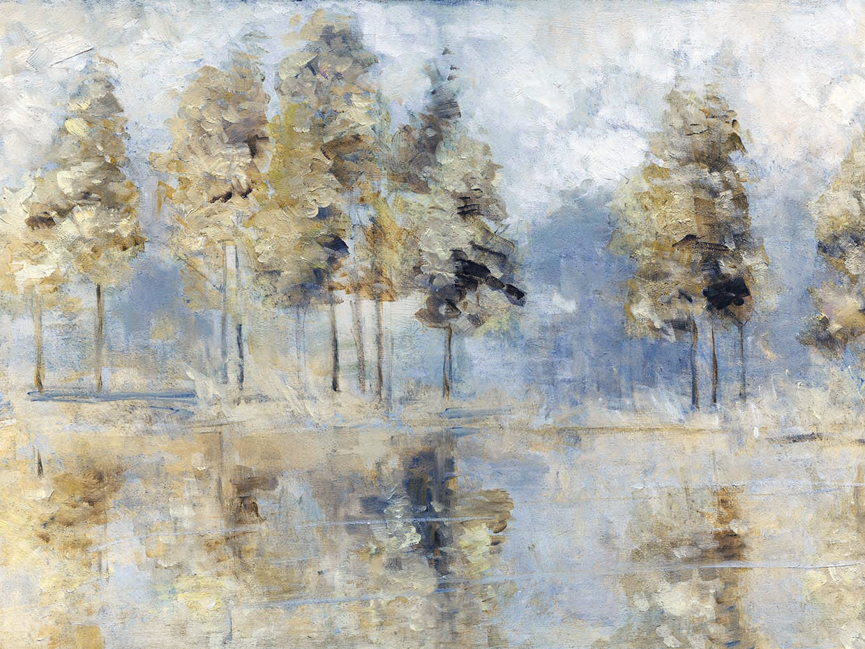 Blue Golden Forest by Sally Swatland - highest quality handcrafted wall art work on large canvas & framed canvas prints