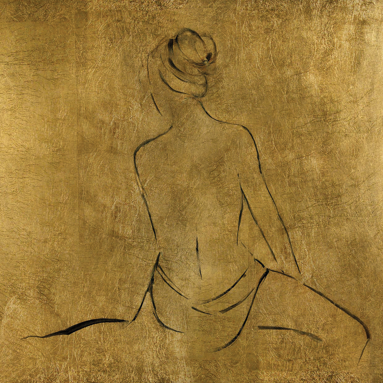 Golden Bather II by Sally Swatland - highest quality handcrafted wall art work on large canvas & framed canvas prints