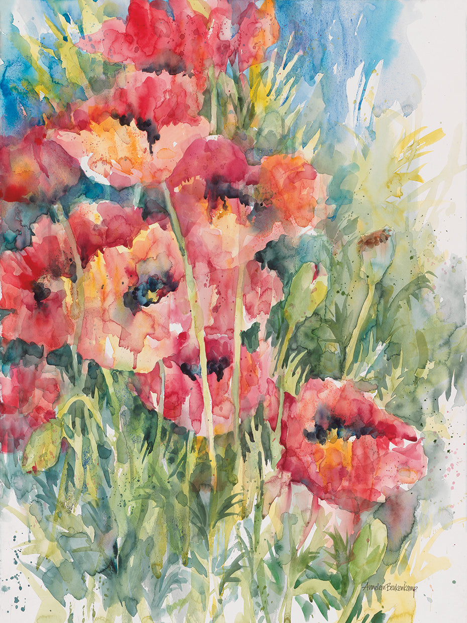 Blooming Blaze by Annelein Beukenkamp - highest quality handcrafted wall art work on large canvas & framed canvas prints