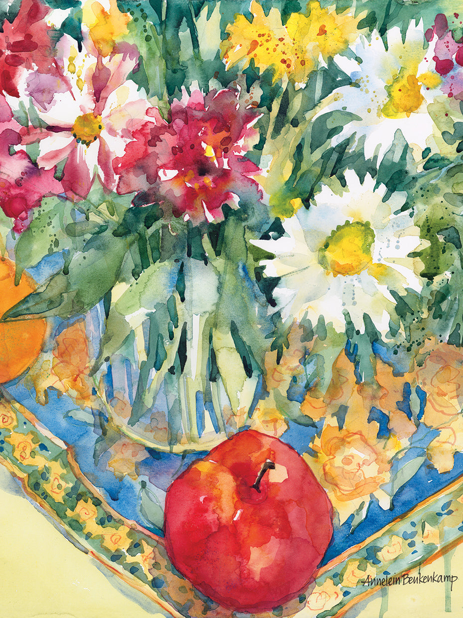 Floral Tableau by Annelein Beukenkamp - highest quality handcrafted wall art work on large canvas & framed canvas prints