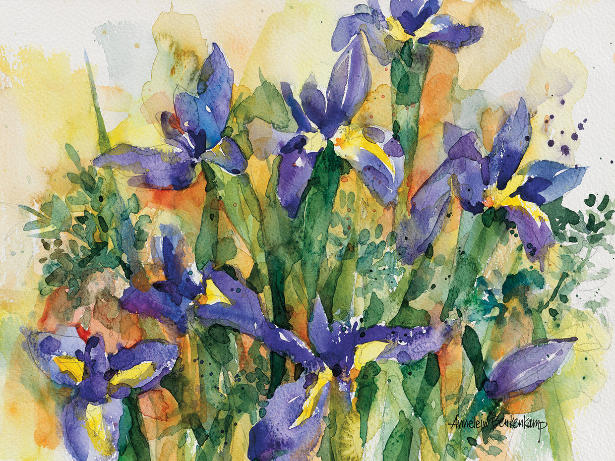 Indelible Irises by Annelein Beukenkamp - highest quality handcrafted wall art work on large canvas & framed canvas prints