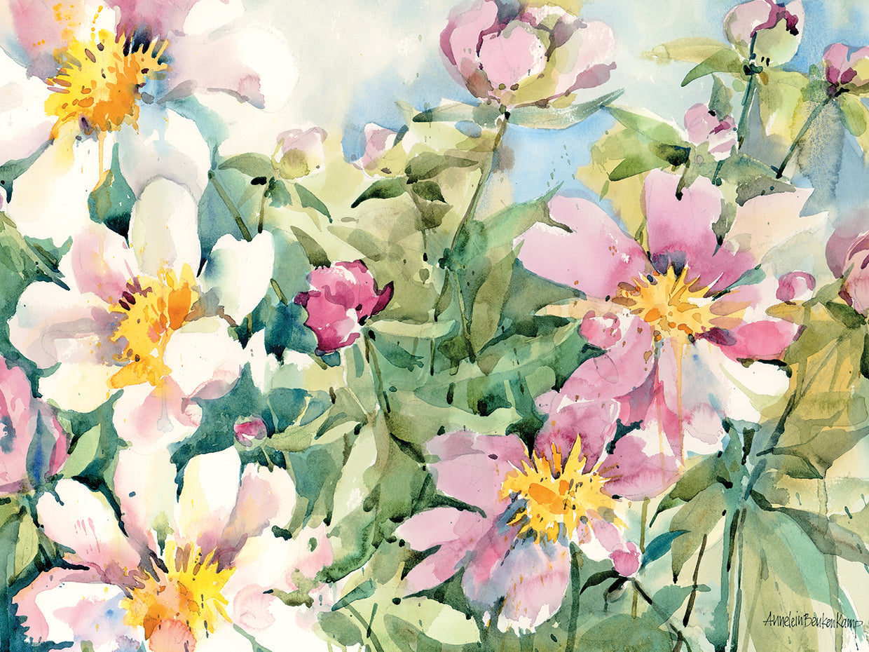 Palette Of Peonies by Annelein Beukenkamp - top quality wall art work on large canvas & framed canvas prints