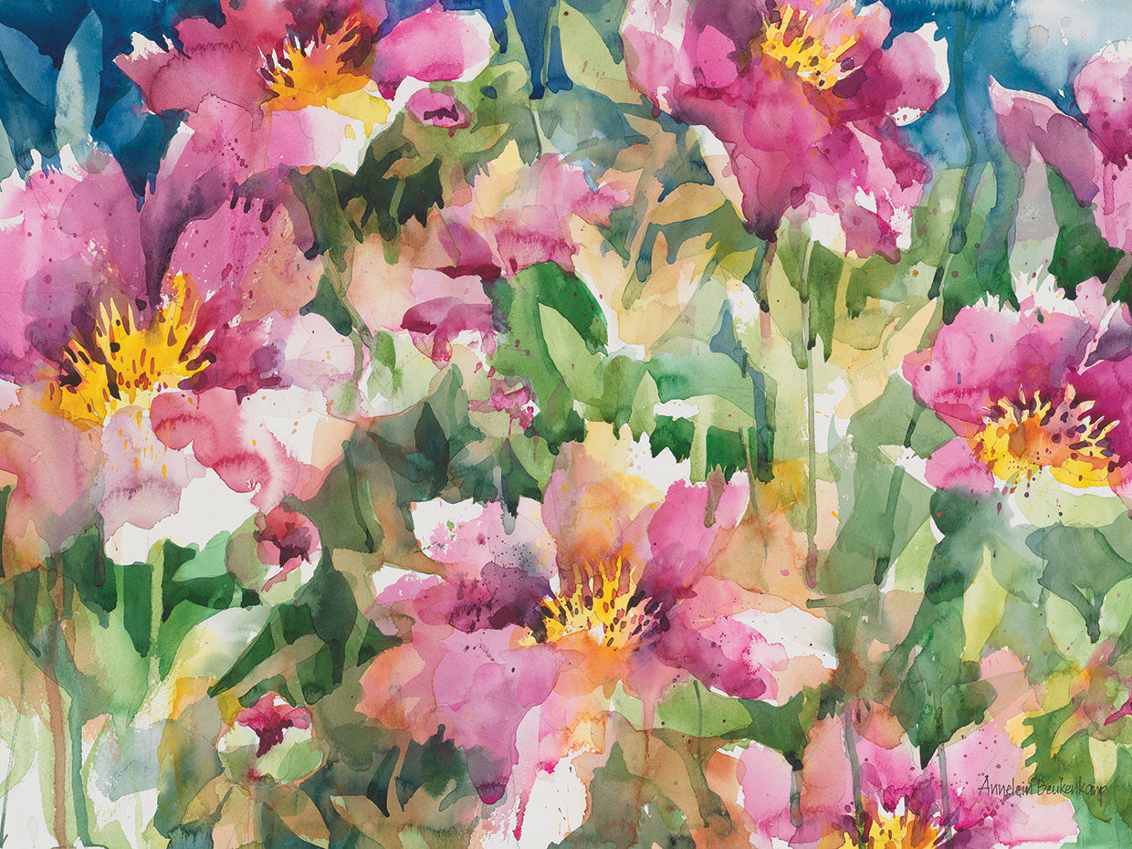 Peony Personalities by Annelein Beukenkamp - highest quality handcrafted wall art work on large canvas & framed canvas prints