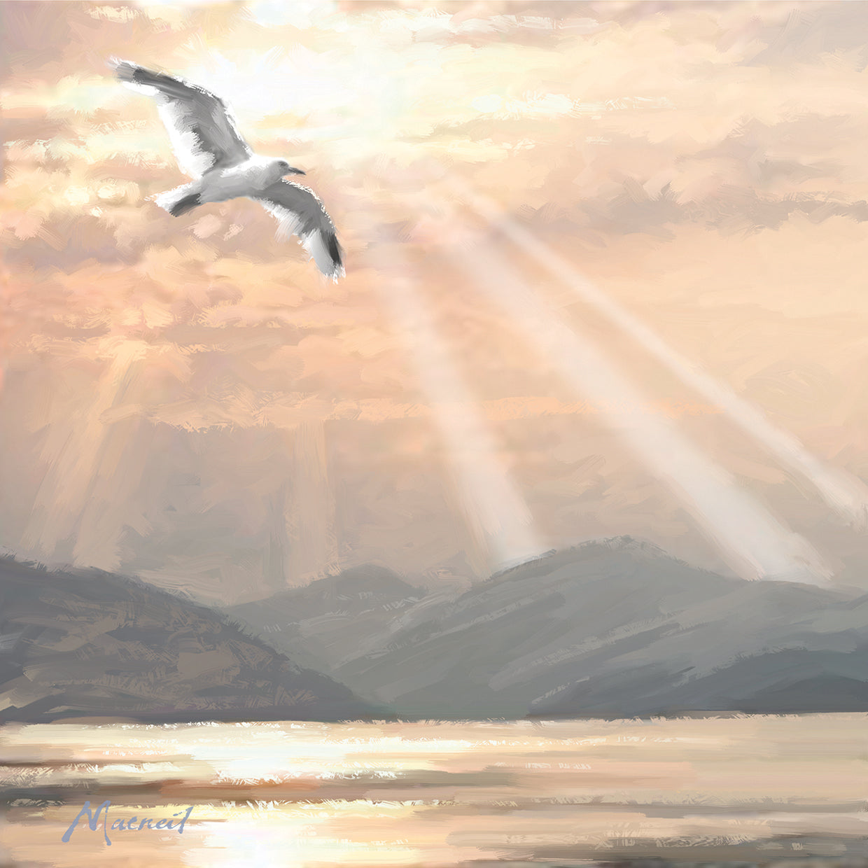 Golden Lake by The Macneil Studio - handcrafted wall art work on large canvas & framed canvas prints, made to order