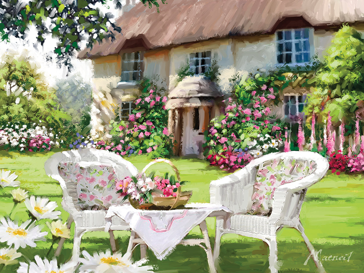 Cottage Chairs by The Macneil Studio - top quality wall art work on large canvas & framed canvas prints