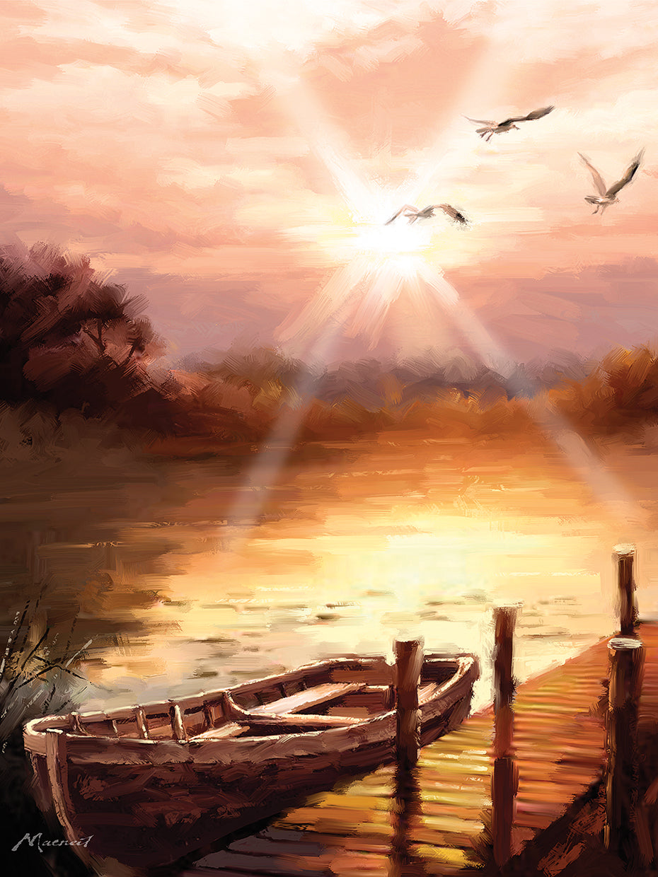 Evening Lake by The Macneil Studio - museum quality wall art work on large canvas & framed canvas prints