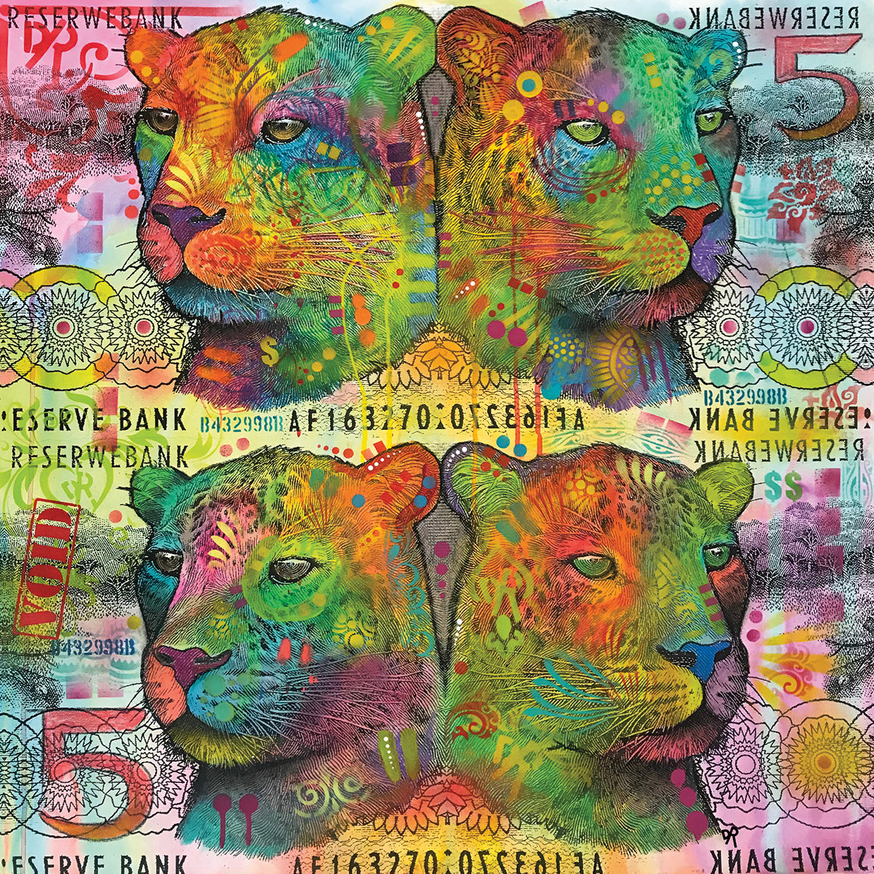 Big Cat Reflect 5 by Dean Russo - highest quality handcrafted wall art work on large canvas & framed canvas prints