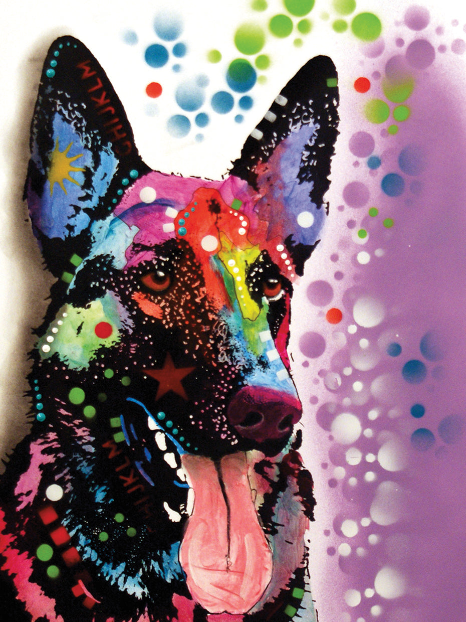 German Shepherd by Dean Russo - handcrafted wall art work on large canvas & framed canvas prints, made to order
