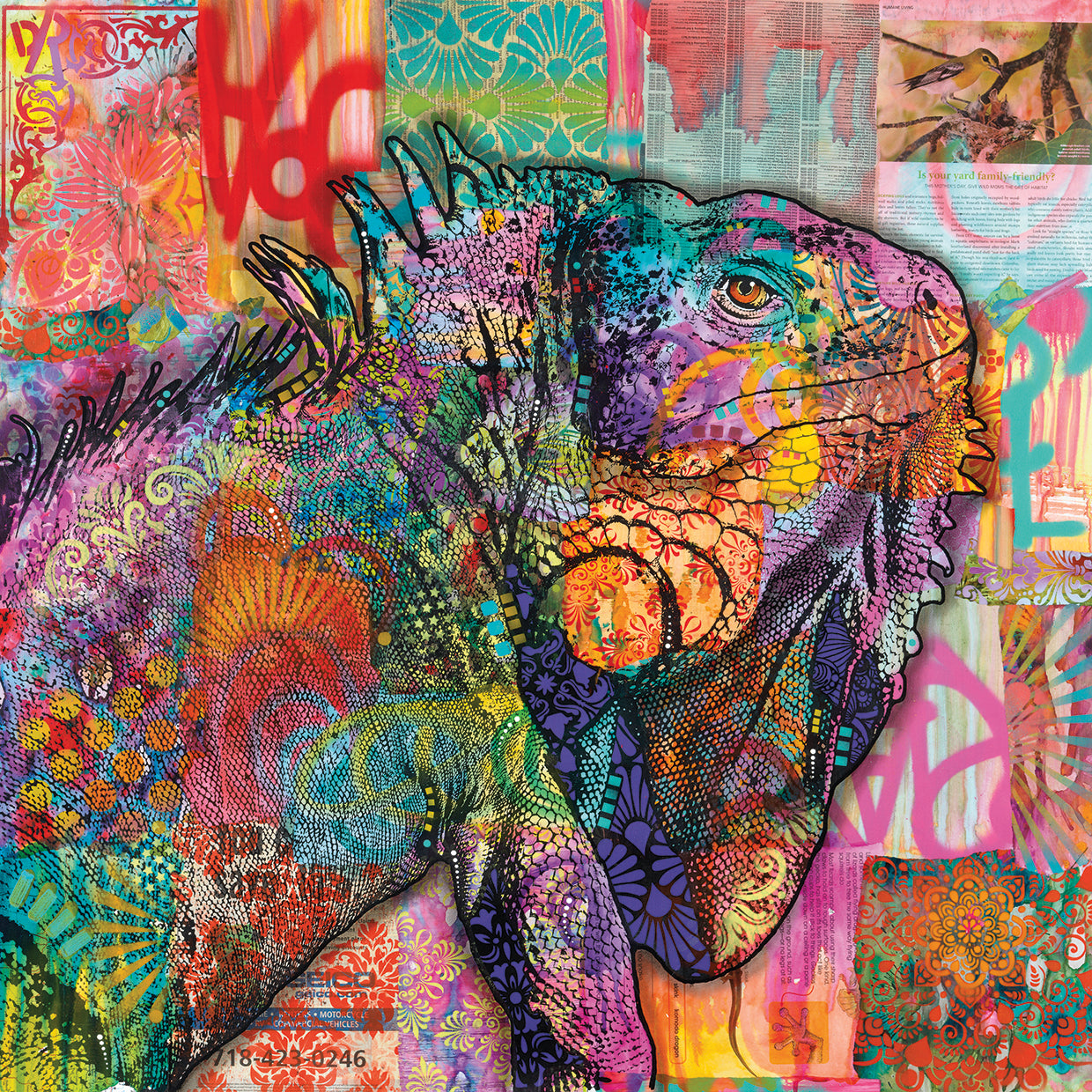 Iguana by Dean Russo - museum quality wall art work on large canvas & framed canvas prints